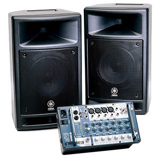 شͧ§ Portable PA System  Powered Mixer 150 W. + 150 W. ⾧Ẻ 2-Ways, LF: 8" ӹǹ 2 